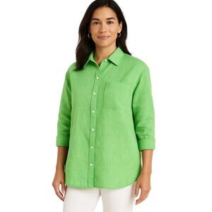 Talbots Lime Green Linen Shirt PL (Petite Large) NWT